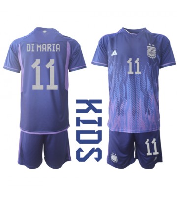 Lacne Dětský Futbalové dres Argentína Angel Di Maria #11 MS 2022 Krátky Rukáv - Preč (+ trenírky)